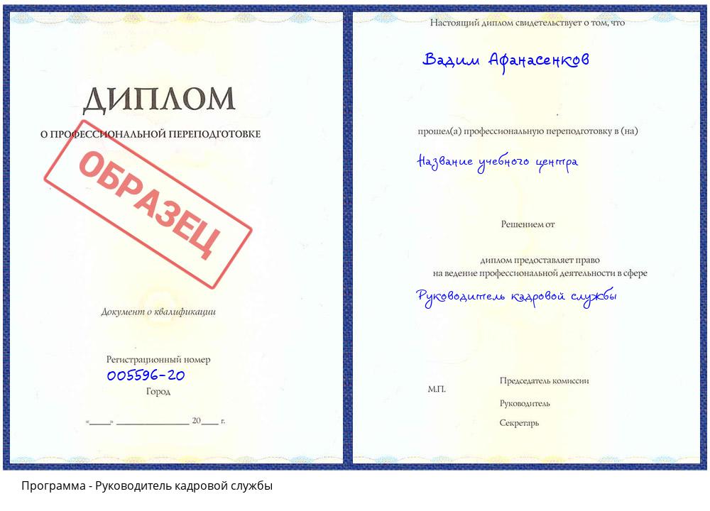 Руководитель кадровой службы Славянск-на-Кубани