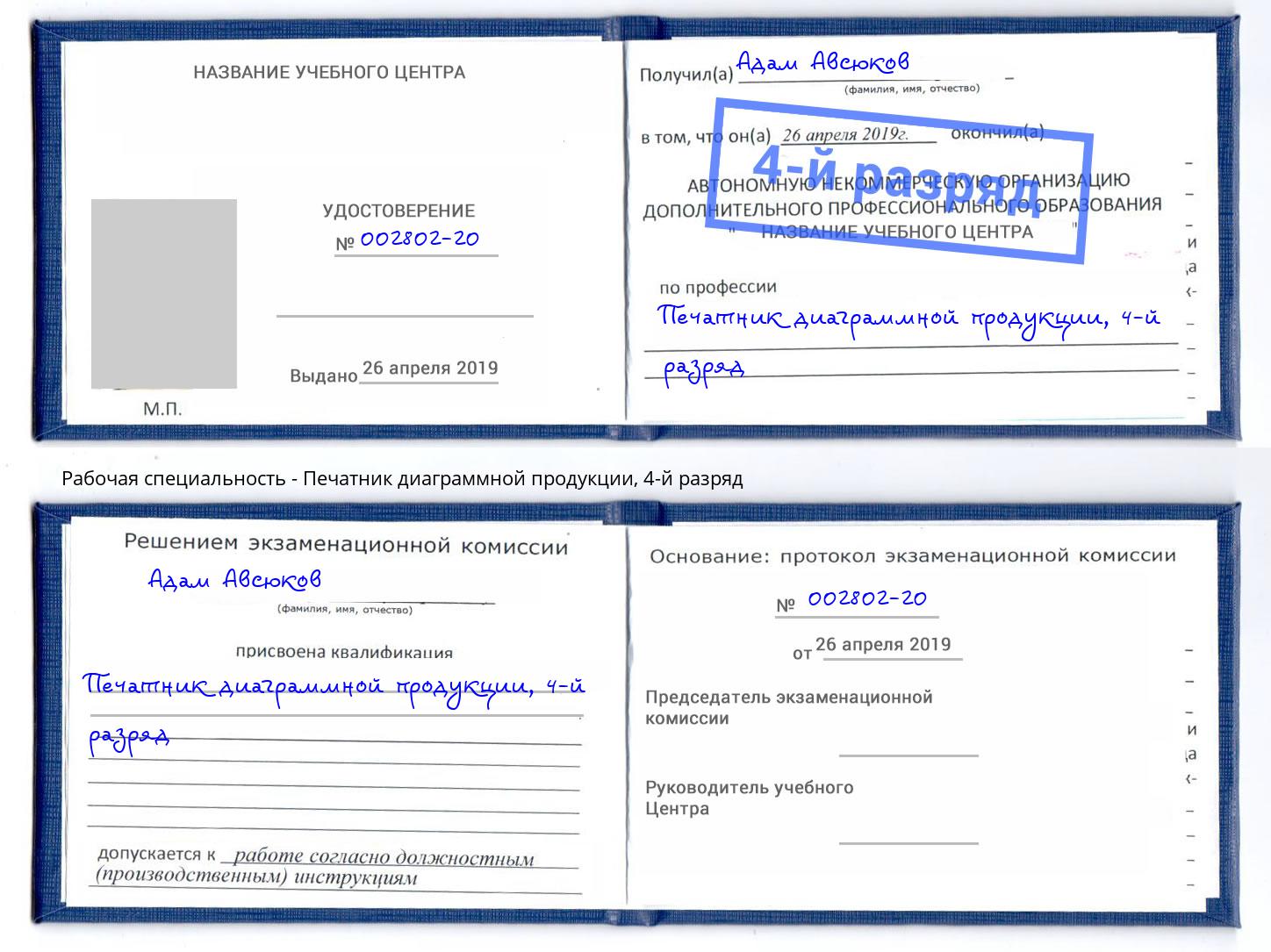 корочка 4-й разряд Печатник диаграммной продукции Славянск-на-Кубани